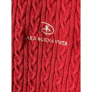 Vintage 90s Disney Izod Red‎ Cable Knit V Neck Golf Sweater Vest Men’s Large
